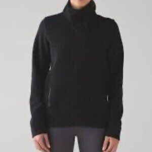 Lululemon Fleece Be True Moto Jacket Womens Size 6 Black Asymmetric Zip Quilted